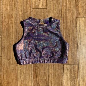 Womens Iridescent Mock Neck Performance Crop Top